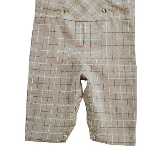 Carriage Boutiques Tan Plaid Longalls Size 6m - Picture 3 of 5